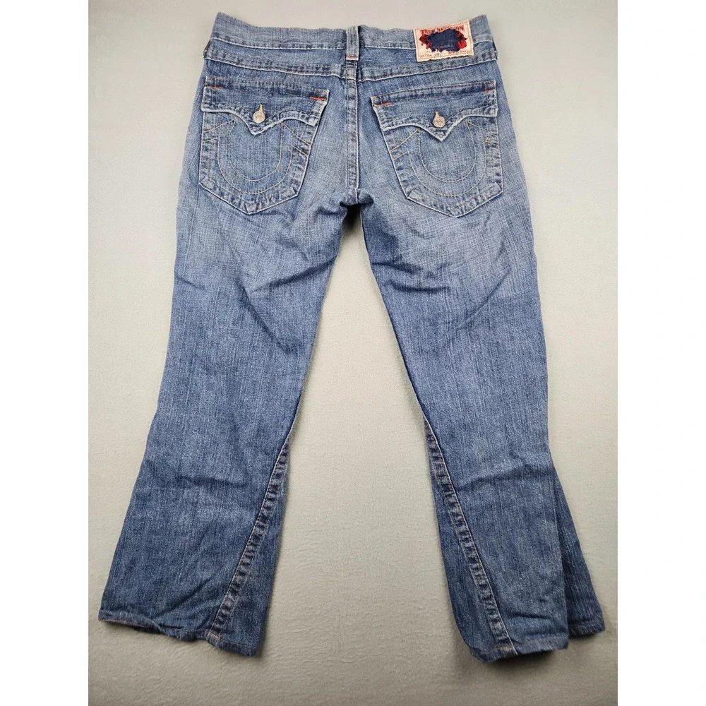 True Religion Joey Jeans Mens 34x29 Medium Wash Blue Bootcut USA Denim READ